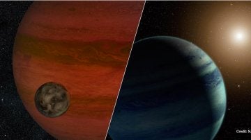 Aspecto de una exoluna orbitando un exoplaneta gigante gaseoso