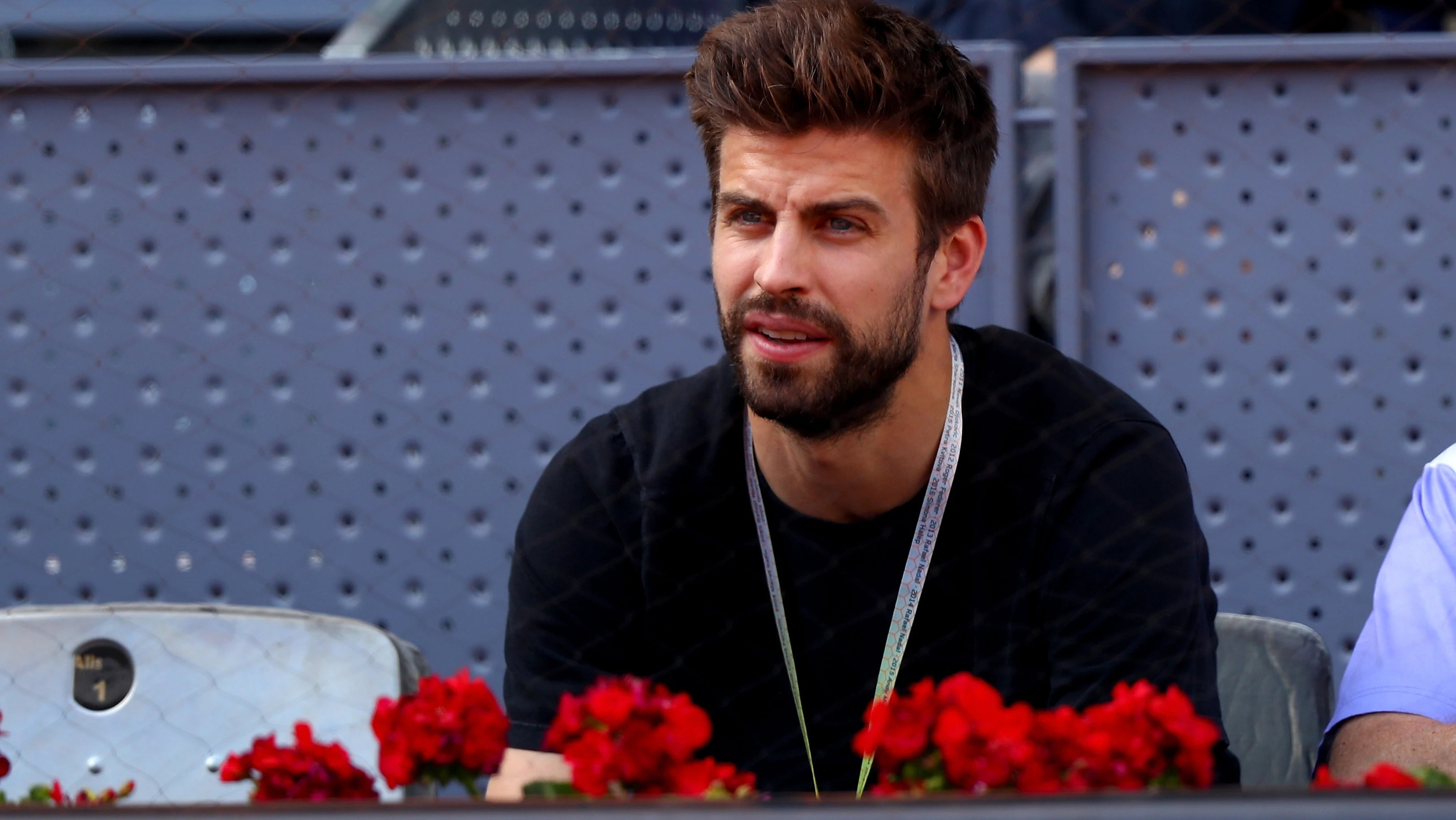 Gerard Piqu&eacute;, en la Caja M&aacute;gica durante el Mutua Madrid Open