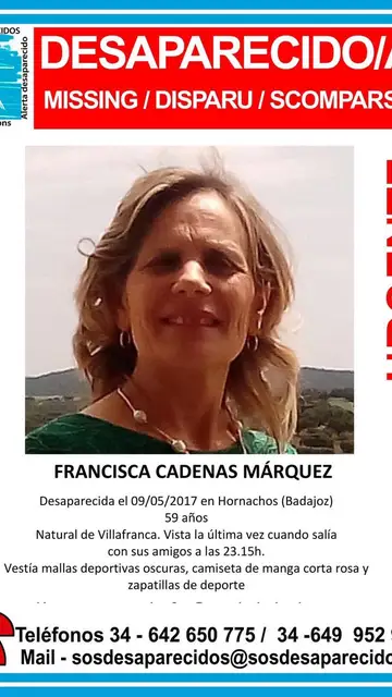 Francisca Cadenas Márquez, la mujer desaparecida Francisca Cadenas Márquez, la mujer desaparecida