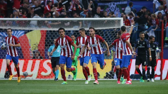 Saúl anima a sus compañeros tras marcar el 1-0 ante el Atlético de Madrid Saúl anima a sus compañeros tras marcar el 1-0 ante el Atlético de Madrid