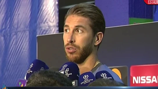 Sergio Ramos, en la zona mixta del Calderón Sergio Ramos, en la zona mixta del Calderón