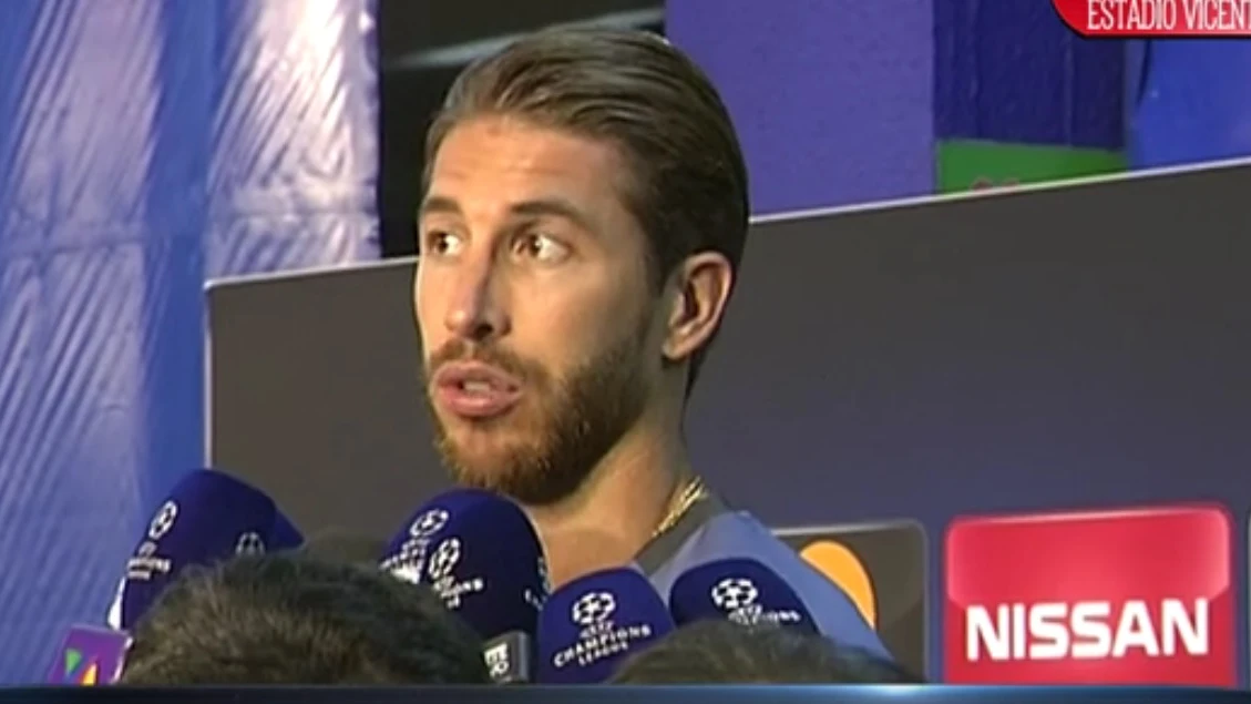 Sergio Ramos, en la zona mixta del Calderón