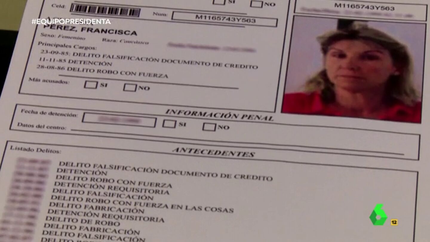 Frame 38.407247 de: Robos con fuerza, falsificaciones, delitos de guante blanco&hellip; el historial delictivo de la 'Presidenta' Francisca