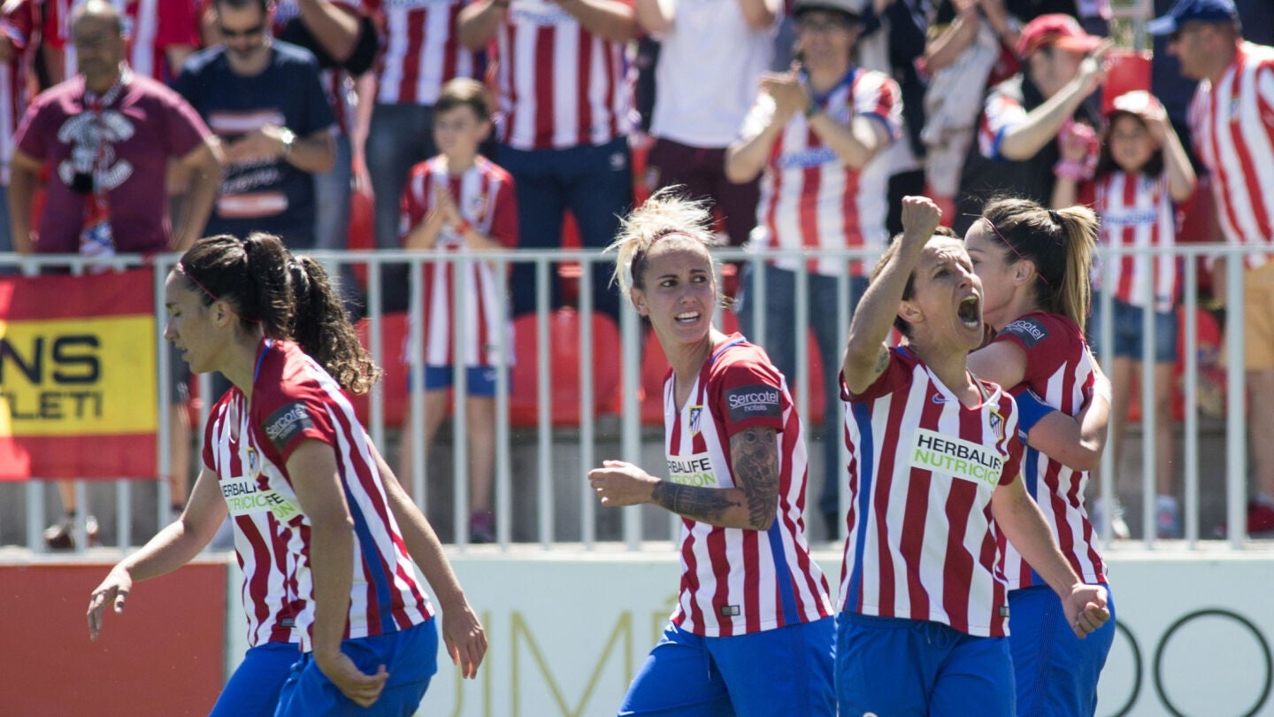 El Atl&eacute;tico de Madrid celebra uno de los goles decisivos por la Liga