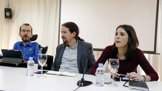 Los líderes de Podemos, Pablo Iglesias, Pablo Echenique e Irene Montero Los líderes de Podemos, Pablo Iglesias, Pablo Echenique e Irene Montero