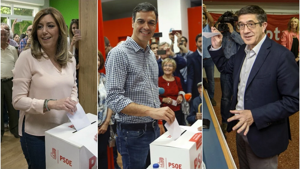 Los tres candidatos a la Secretaría general del PSOE votan en las primarias