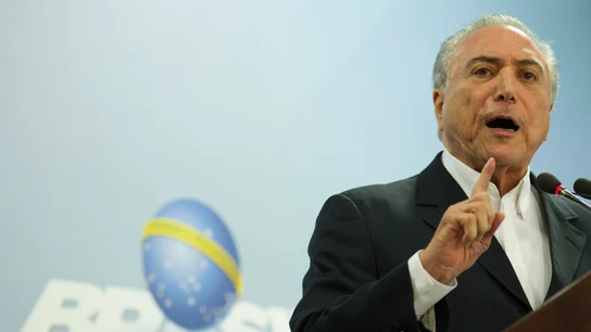 El expresidente de Brasil, Michel Temer, pronunciando el discurso El expresidente de Brasil, Michel Temer, pronunciando el discurso