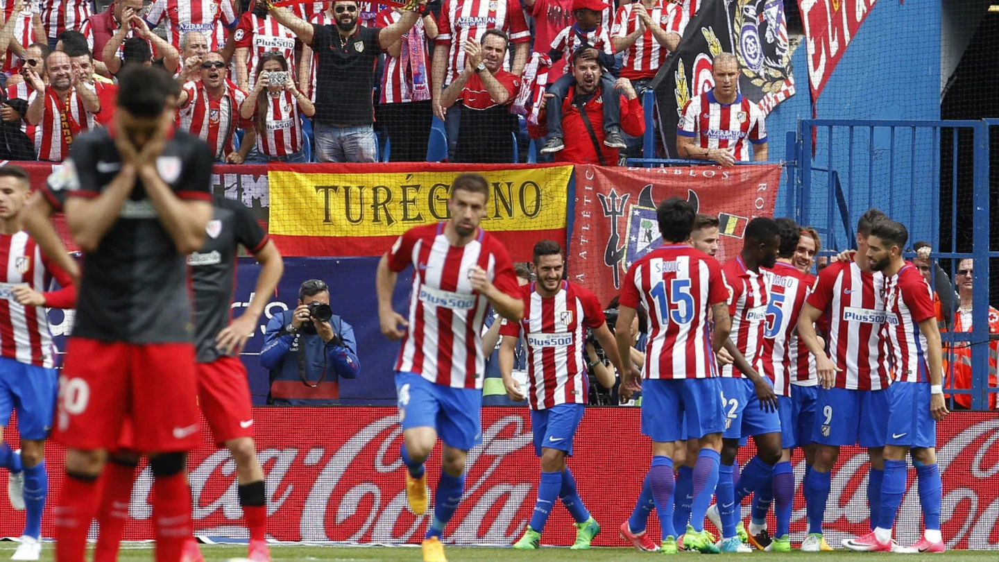 El Atlético celebra un gol ante el Athletic El Atlético celebra un gol ante el Athletic