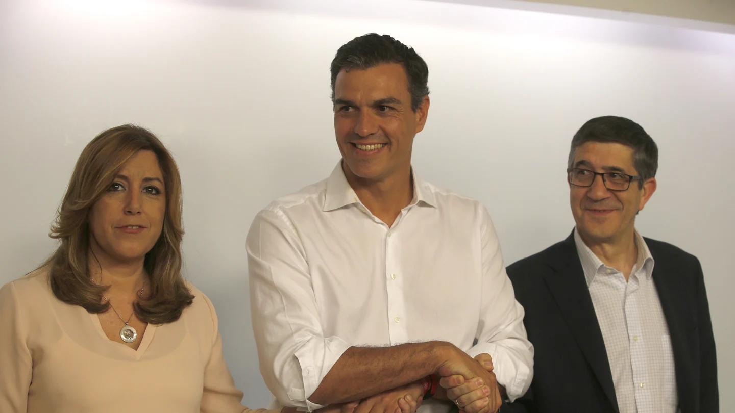 Pedro Sánchez, Patxi López y Susana Díaz Pedro Sánchez, Patxi López y Susana Díaz