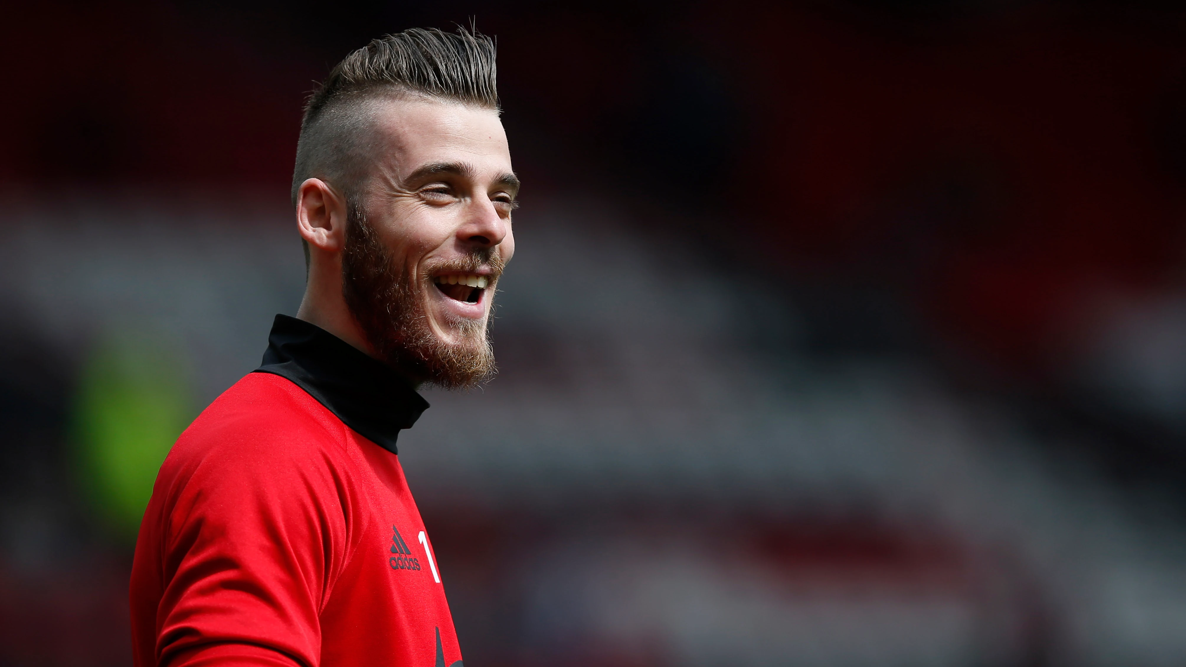 David de Gea, sonriente durante un entrenamiento del Manchester United