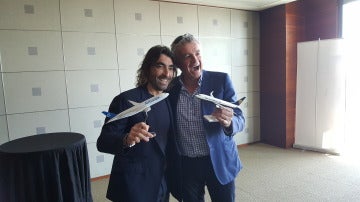 avier Hidalgo y Michael O'Leary durante el anuncio de acuerdo entre Air Europa y Ryanair