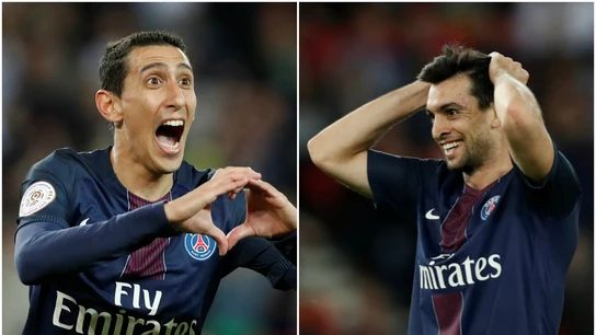 Di María y Pastore, jugando con el PSG Di María y Pastore, jugando con el PSG