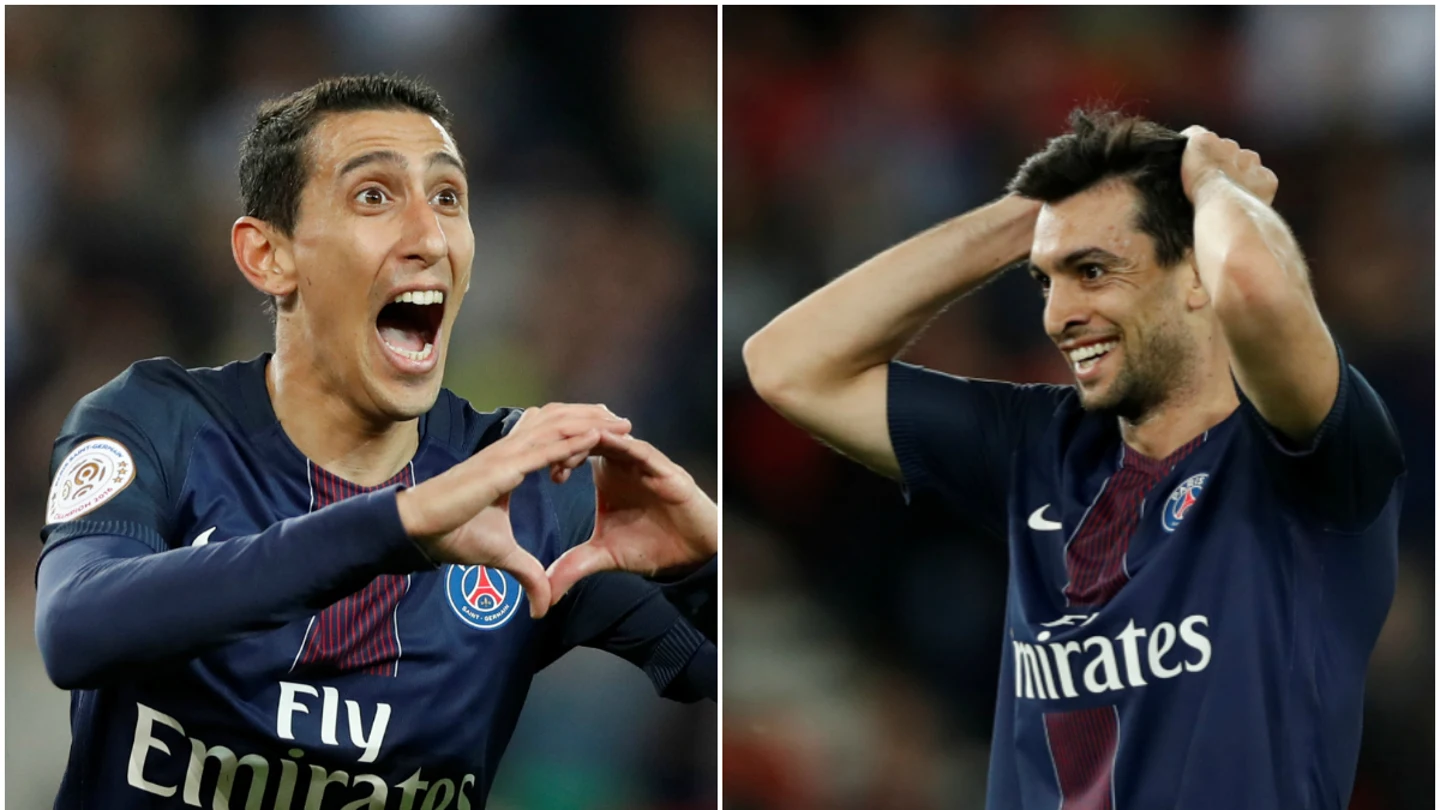 Di María y Pastore, jugando con el PSG Di María y Pastore, jugando con el PSG