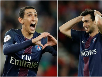 Di María y Pastore, jugando con el PSG Di María y Pastore, jugando con el PSG