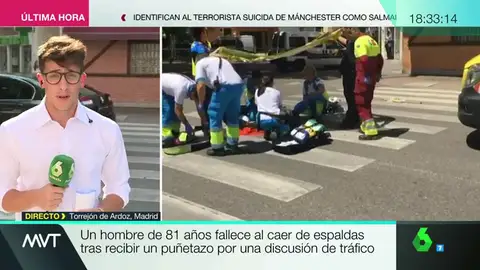 Frame 30.710952 de: Un hombre de 81 años fallece al caer de espaldas tras recibir un puñetazo por una discusión de tráfico en Madrid Frame 30.710952 de: Un hombre de 81 años fallece al caer de espaldas tras recibir un puñetazo por una discusión de tráfico en Madrid