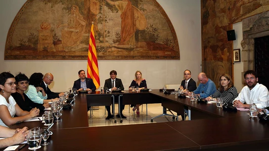 Imagen de la reunión que ha mantenido Carles Puigdemont con diferentes fuerzas políticas Imagen de la reunión que ha mantenido Carles Puigdemont con diferentes fuerzas políticas