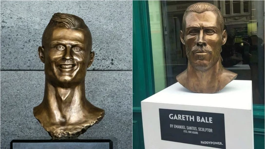 El busto de Cristiano (izquierda) y el nuevo busto de Bale (derecha) El busto de Cristiano (izquierda) y el nuevo busto de Bale (derecha)