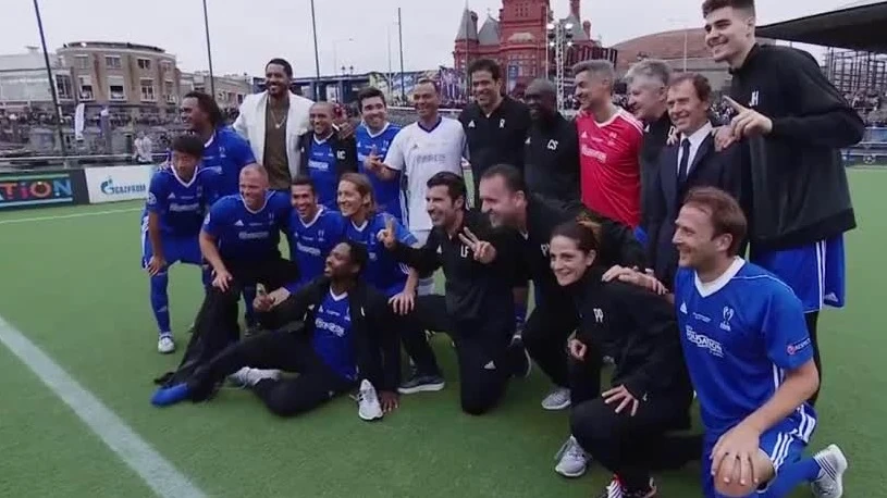 Las leyendas del Real Madrid, antes de la final de la Champions