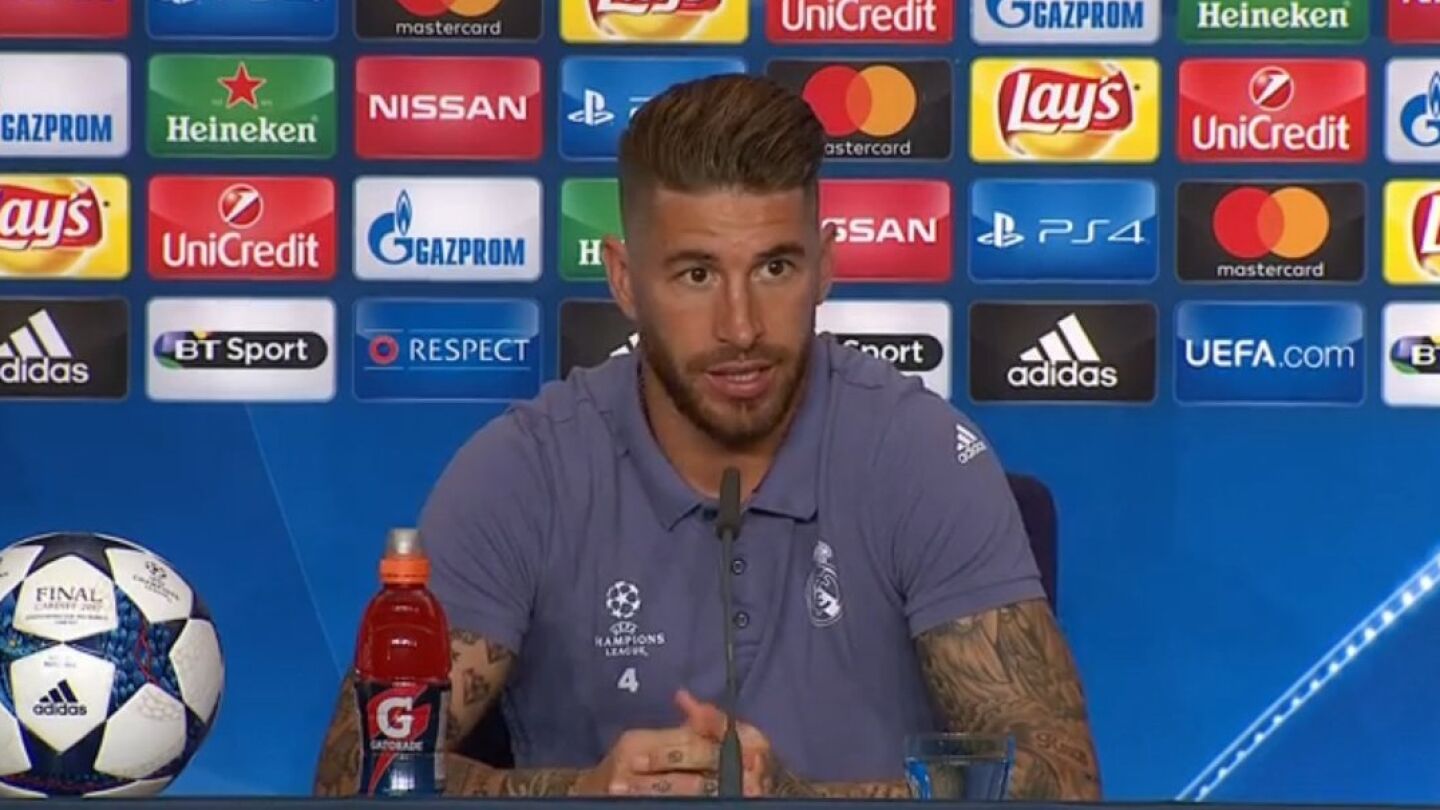Sergio Ramos, compareciendo ante los medios de comunicaci&oacute;n