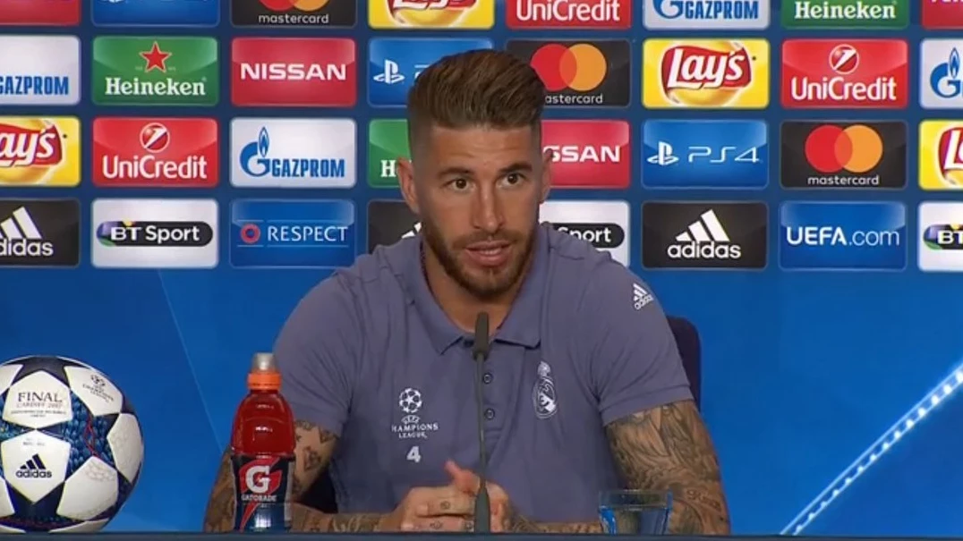 Sergio Ramos, compareciendo ante los medios de comunicación