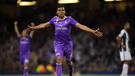 Casemiro celebrando su gol a la Juventus Casemiro celebrando su gol a la Juventus