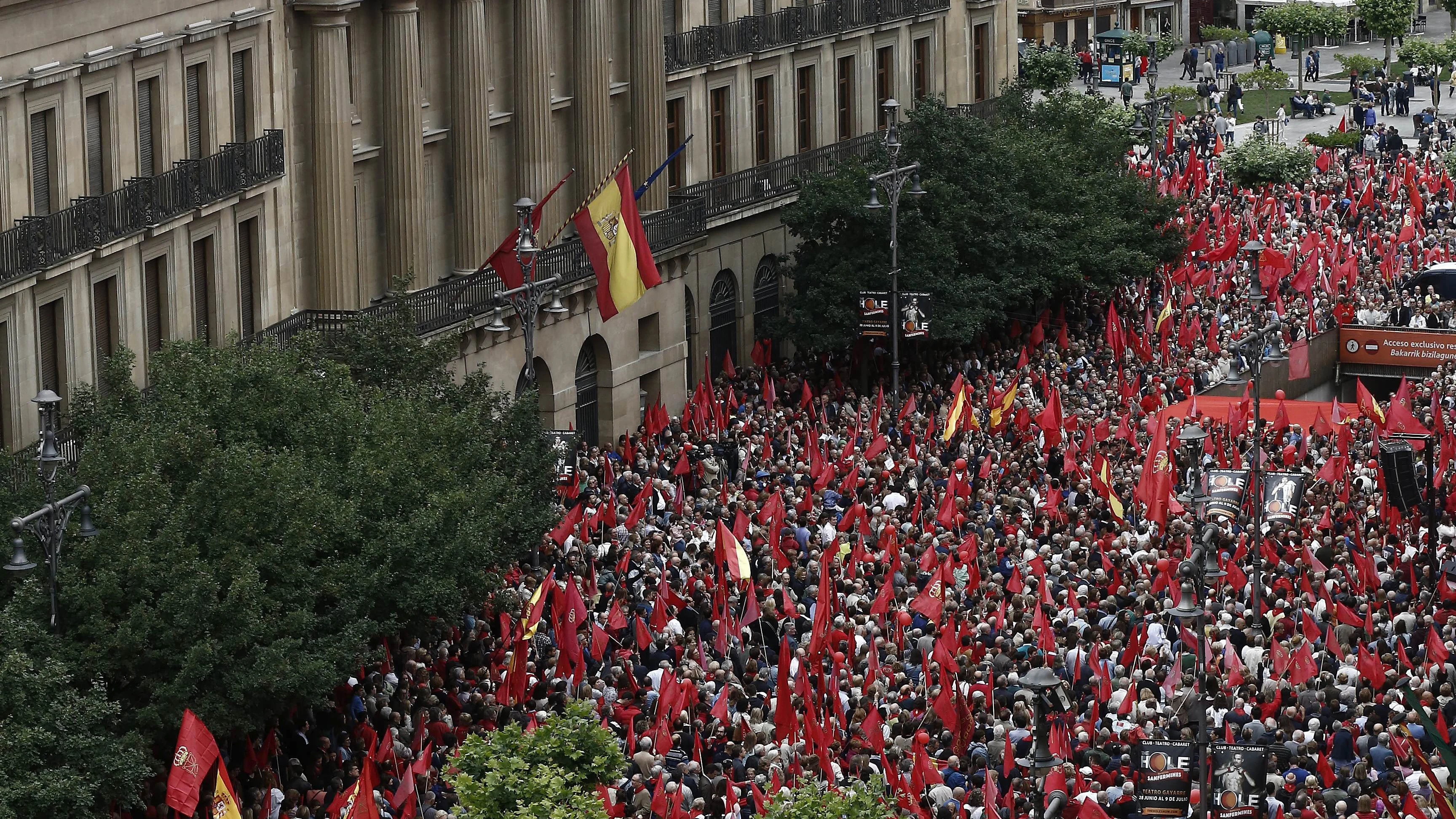 Manifestación en Pamplona en defensa de la bandera de Navarra