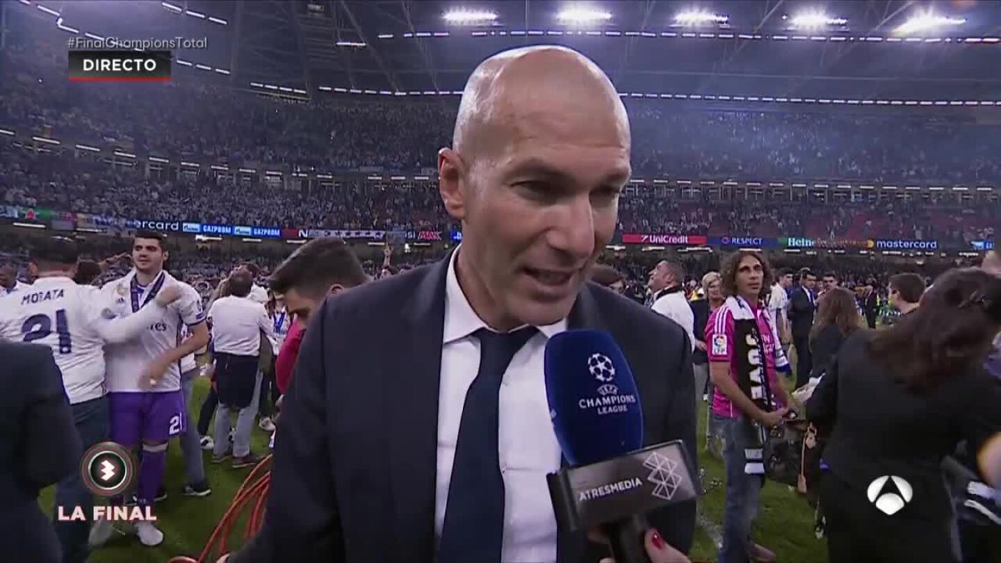 Zidane, con Susana Guasch tras ganar la Duod&eacute;cima Champions del Real Madrid