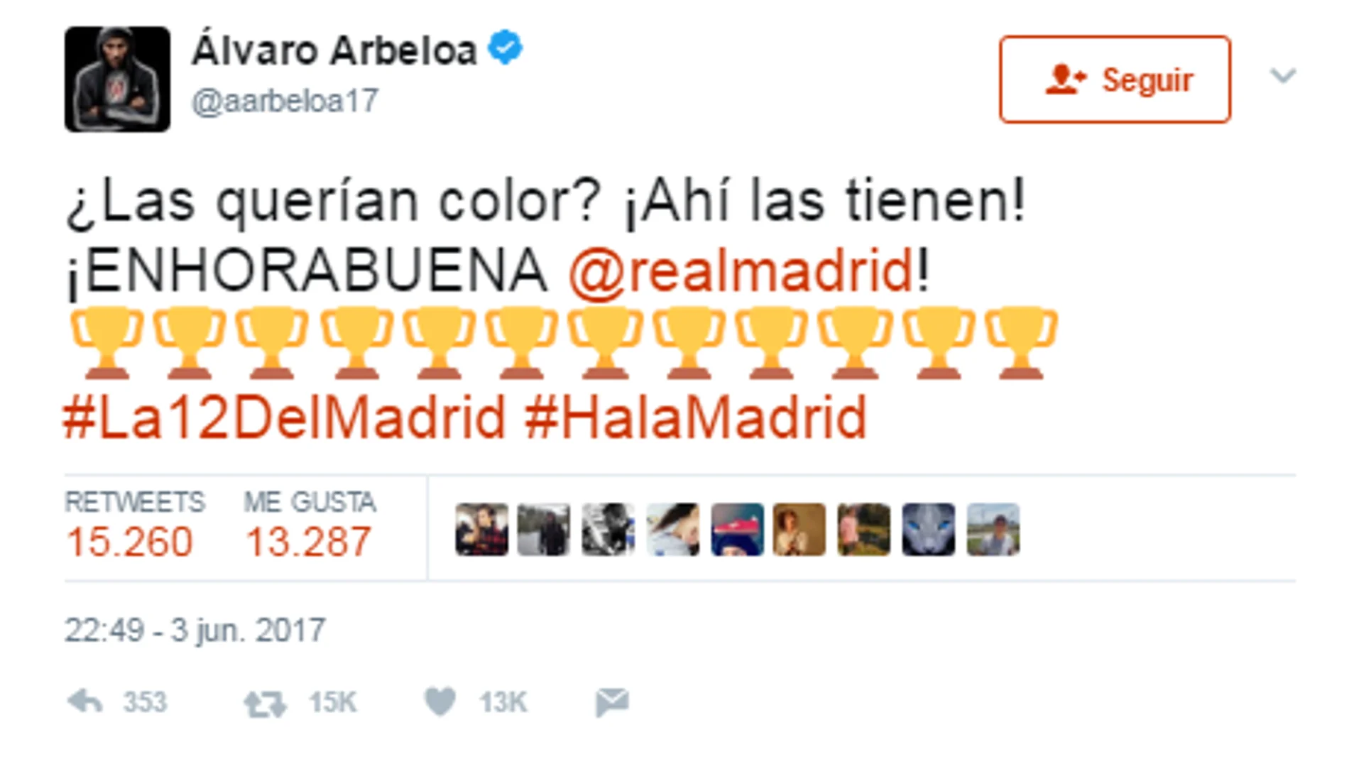El tuit de Arbeloa tras ganar la Champions