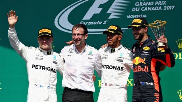 Bottas, Hamilton y Ricciardo, en el podio de Canadá
