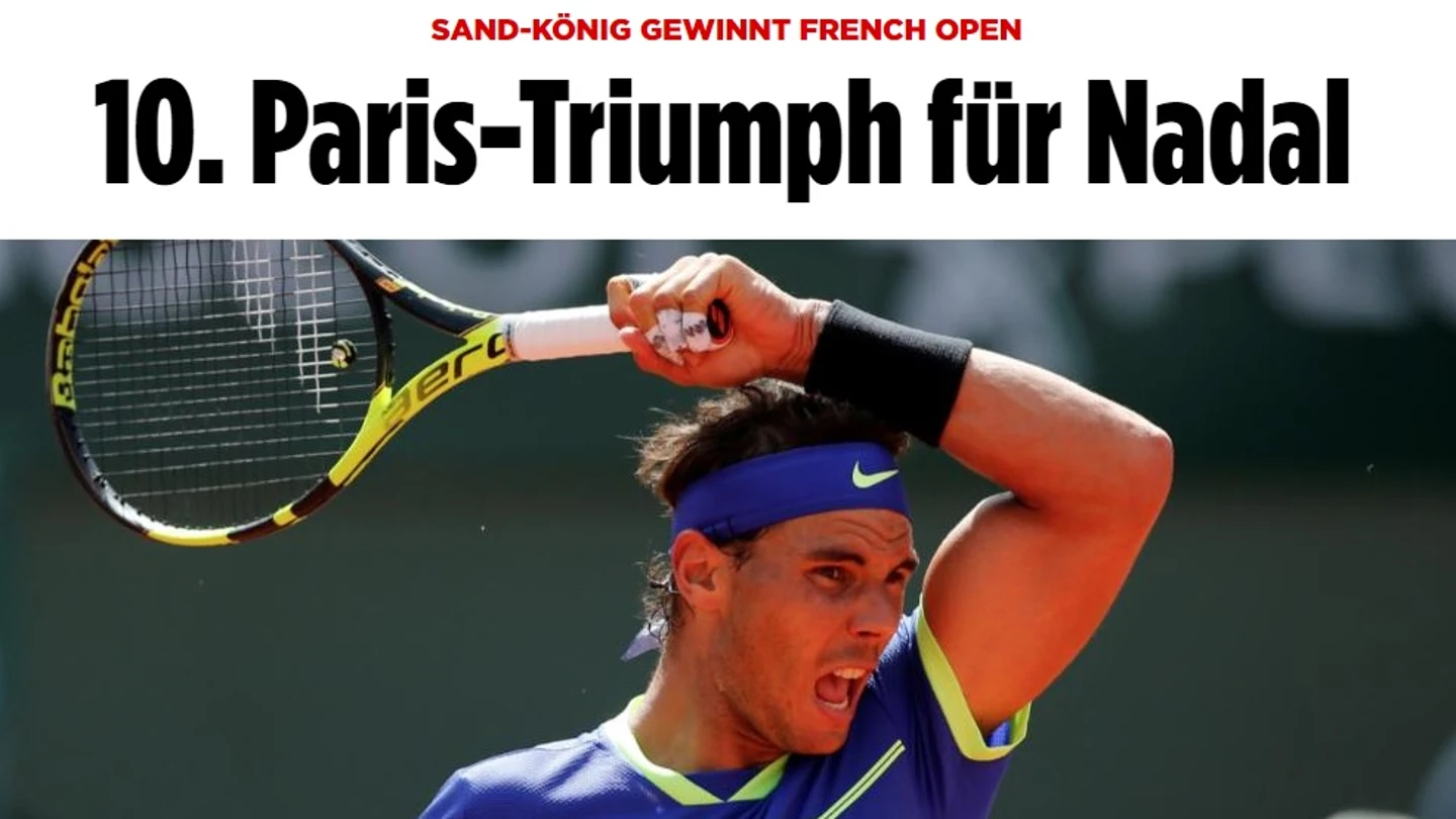 La portada de Bild tras el décimo Roland Garros La portada de Bild tras el décimo Roland Garros