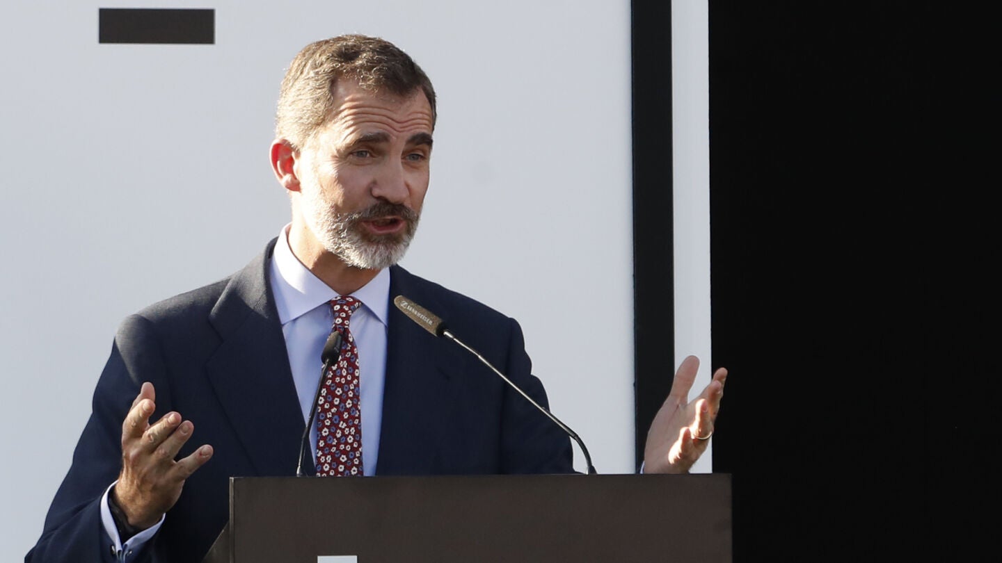 El Rey Felipe VI da un discurso en el Vicente Calder&oacute;n