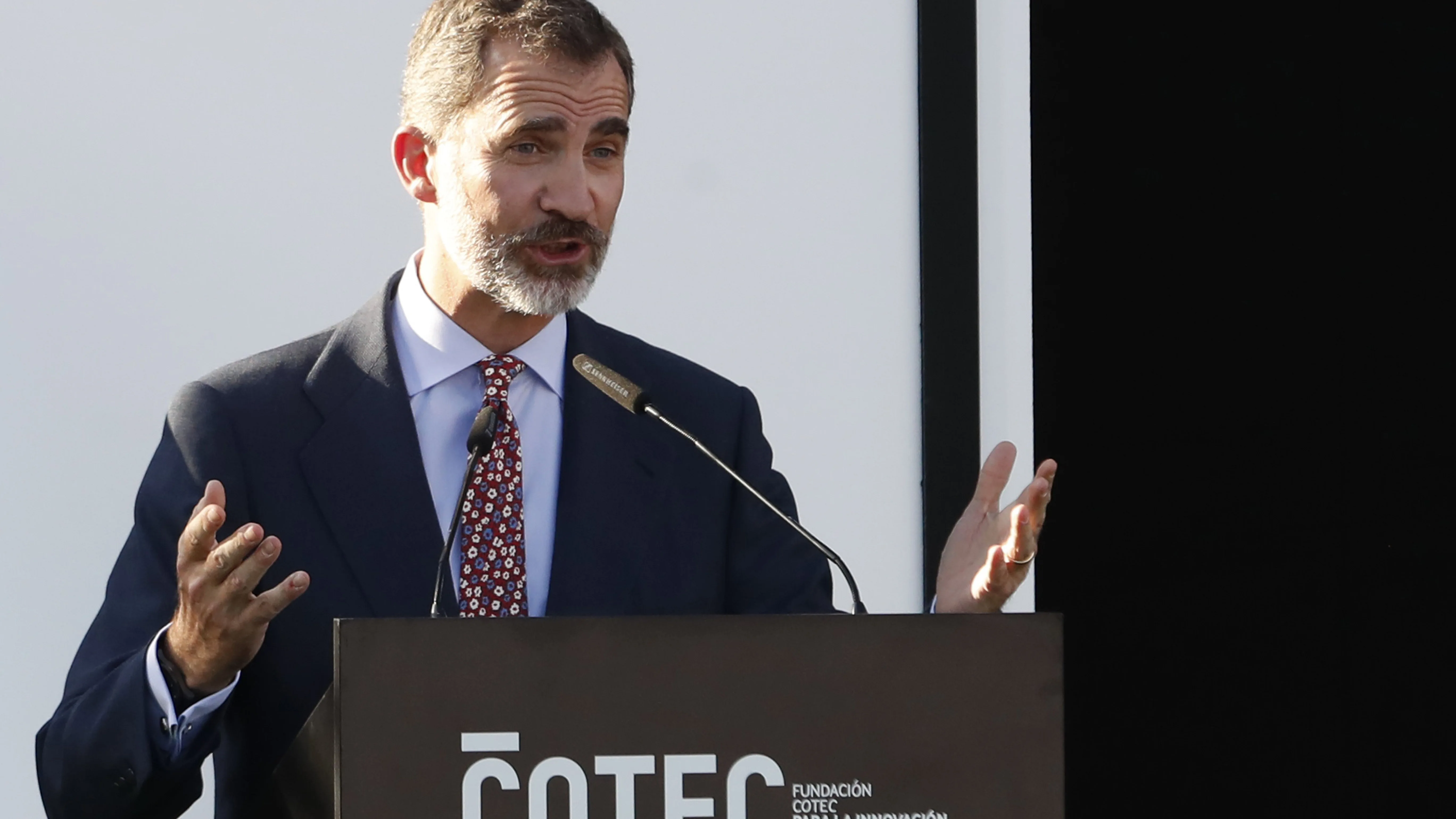 El Rey Felipe VI da un discurso en el Vicente Calderón