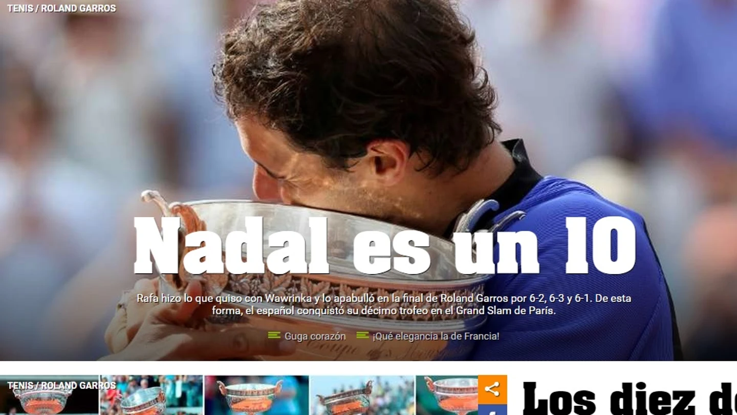 La portada de Olé tras el décimo Roland Garros de Nadal La portada de Olé tras el décimo Roland Garros de Nadal