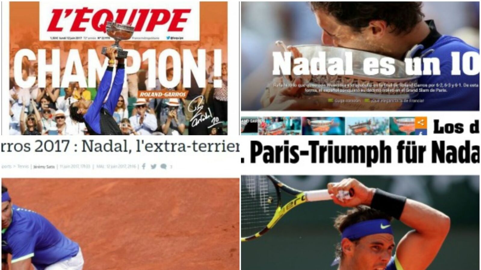 Las portadas de los medios tras el Roland Garros de Nadal
