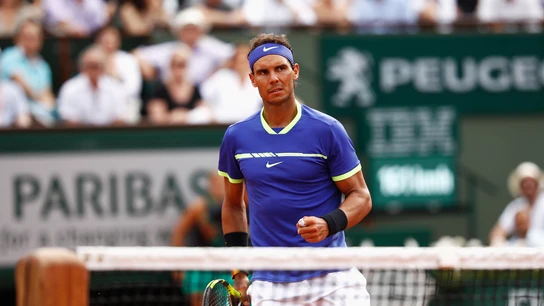 Nadal celebra un punto en la final de Roland Garros Nadal celebra un punto en la final de Roland Garros