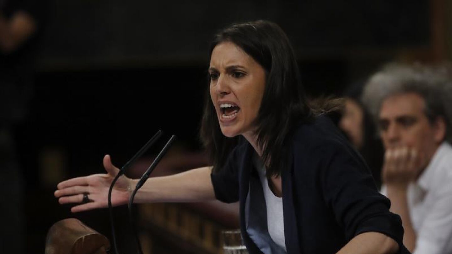 Irene Montero en su discurso durante el debate de moci&oacute;n de censura