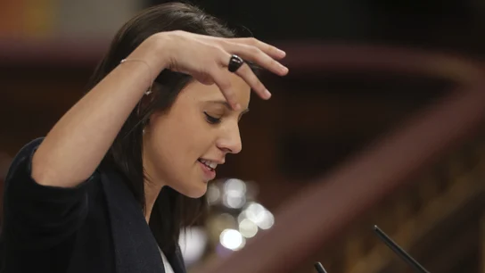 La portavoz de Unidos Podemos, Irene Montero, durante su intervención La portavoz de Unidos Podemos, Irene Montero, durante su intervención