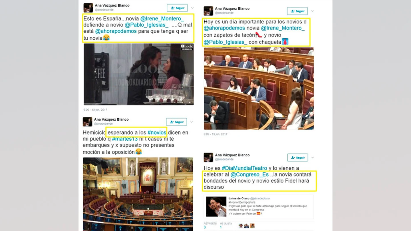 Ana Vázquez Blanco ha borrado tres de estos cuatros tuits sobre Irene Montero Ana Vázquez Blanco ha borrado tres de estos cuatros tuits sobre Irene Montero