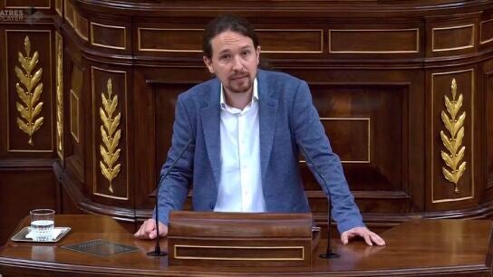 Pablo Iglesias durante su intervenci&oacute;n