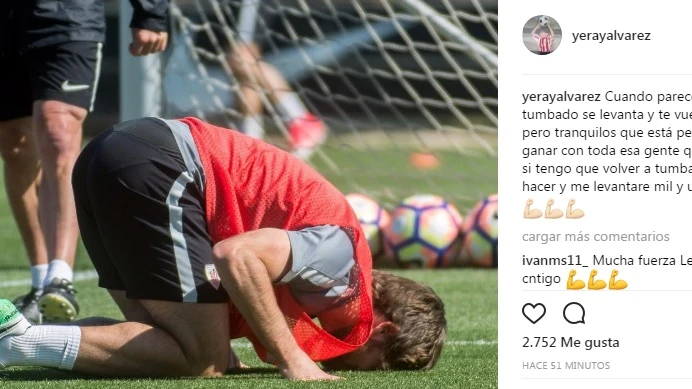 Mensaje de Yeray Álvarez en su instagram