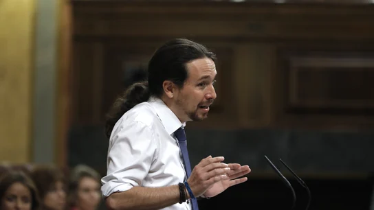El líder de Podemos, Pablo Iglesias, durante su intervención El líder de Podemos, Pablo Iglesias, durante su intervención