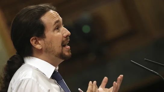 El líder de Podemos, Pablo Iglesias, durante su intervención El líder de Podemos, Pablo Iglesias, durante su intervención
