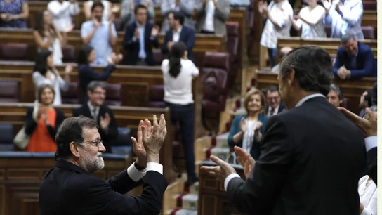 Mariano Rajoy y Pablo Iglesias, al término del debate Mariano Rajoy y Pablo Iglesias, al término del debate