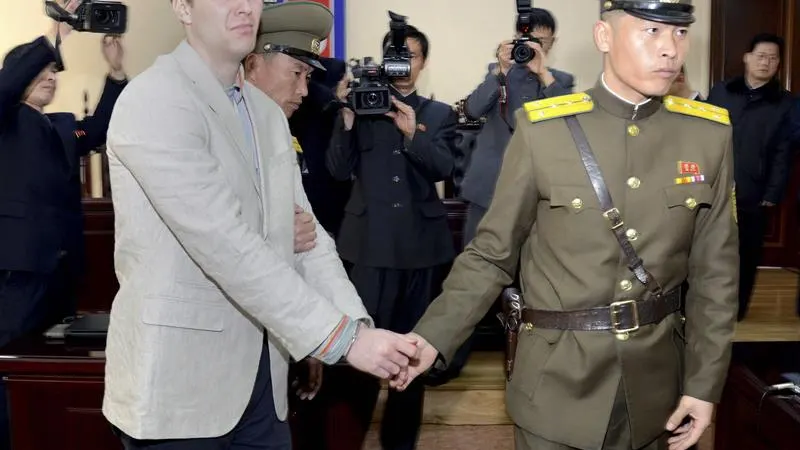 Otto Frederick Warmbier durante su juicio en Corea del Norte