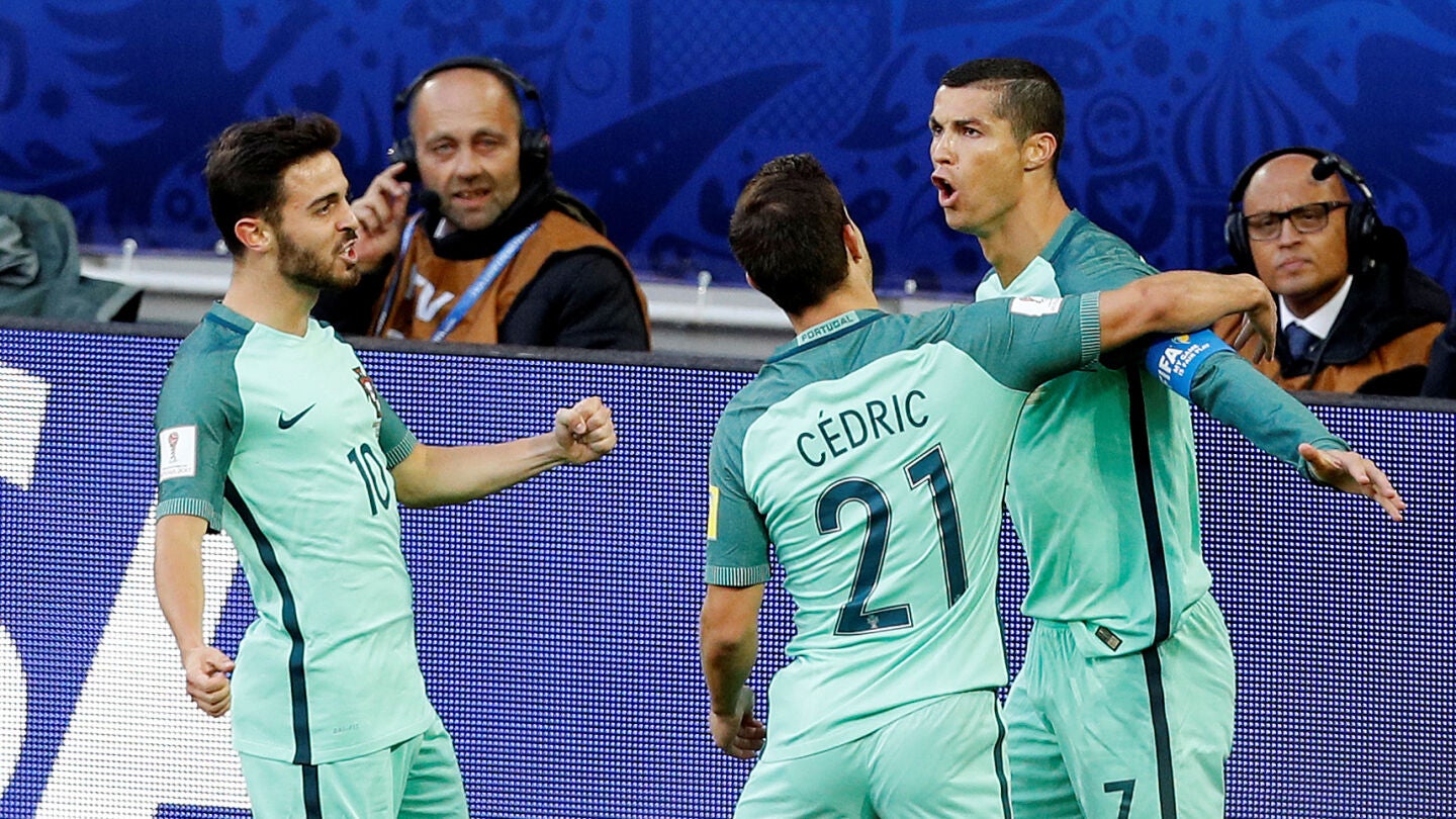 Cristiano Ronaldo celebra su gol, el 0-1 de Portugal ante Rusia