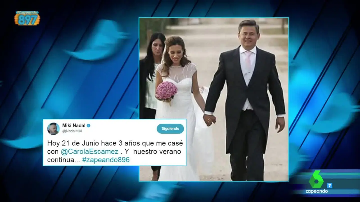 El romántico detalle de Miki Nadal con Carola Escámez en su tercer aniversario de boda El romántico detalle de Miki Nadal con Carola Escámez en su tercer aniversario de boda