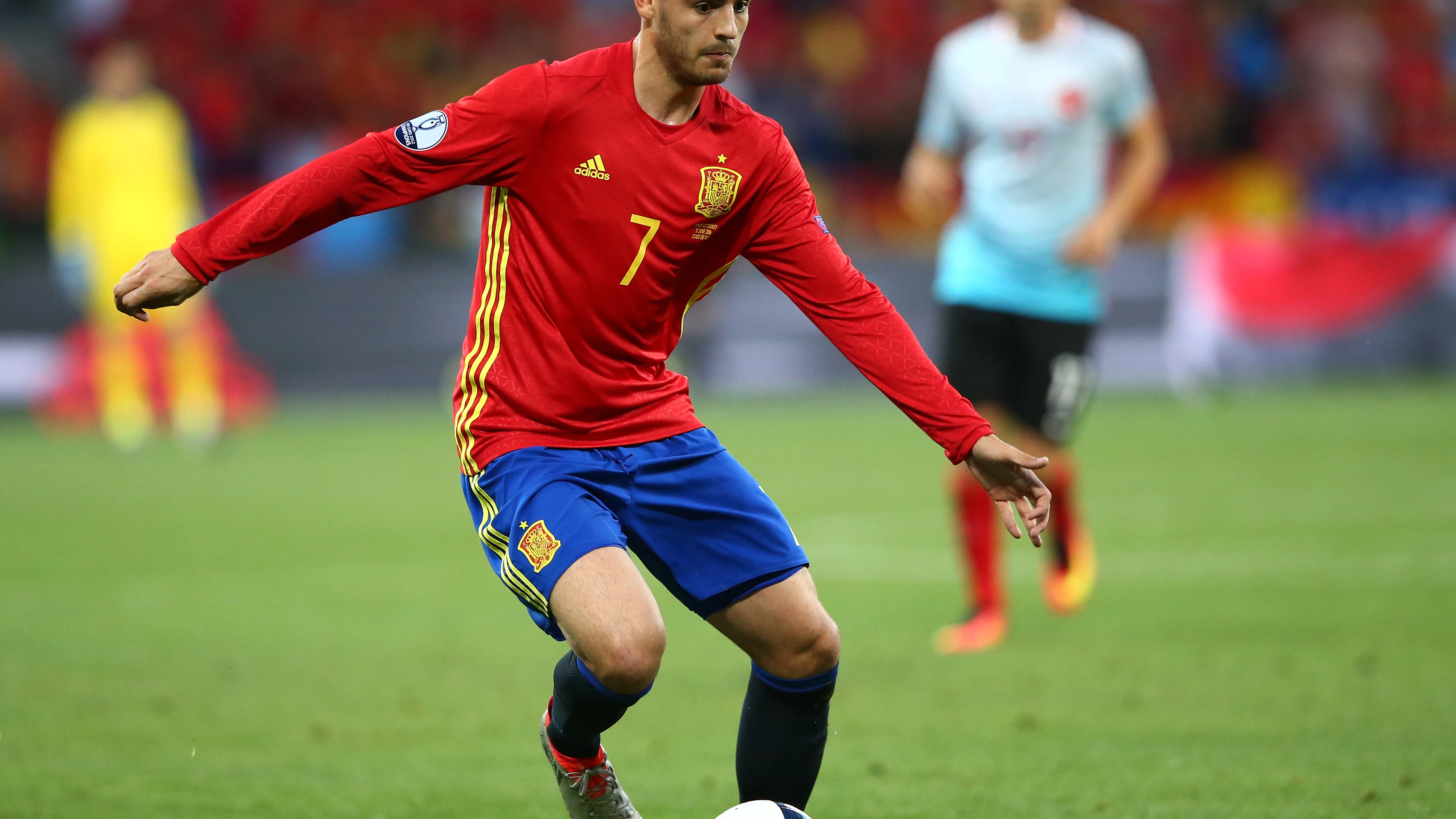 Morata, en un partido con la selección española