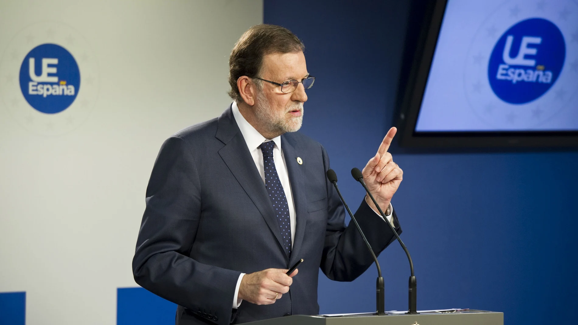 El presidente del Gobierno, Mariano Rajoy, durante la rueda de prensa