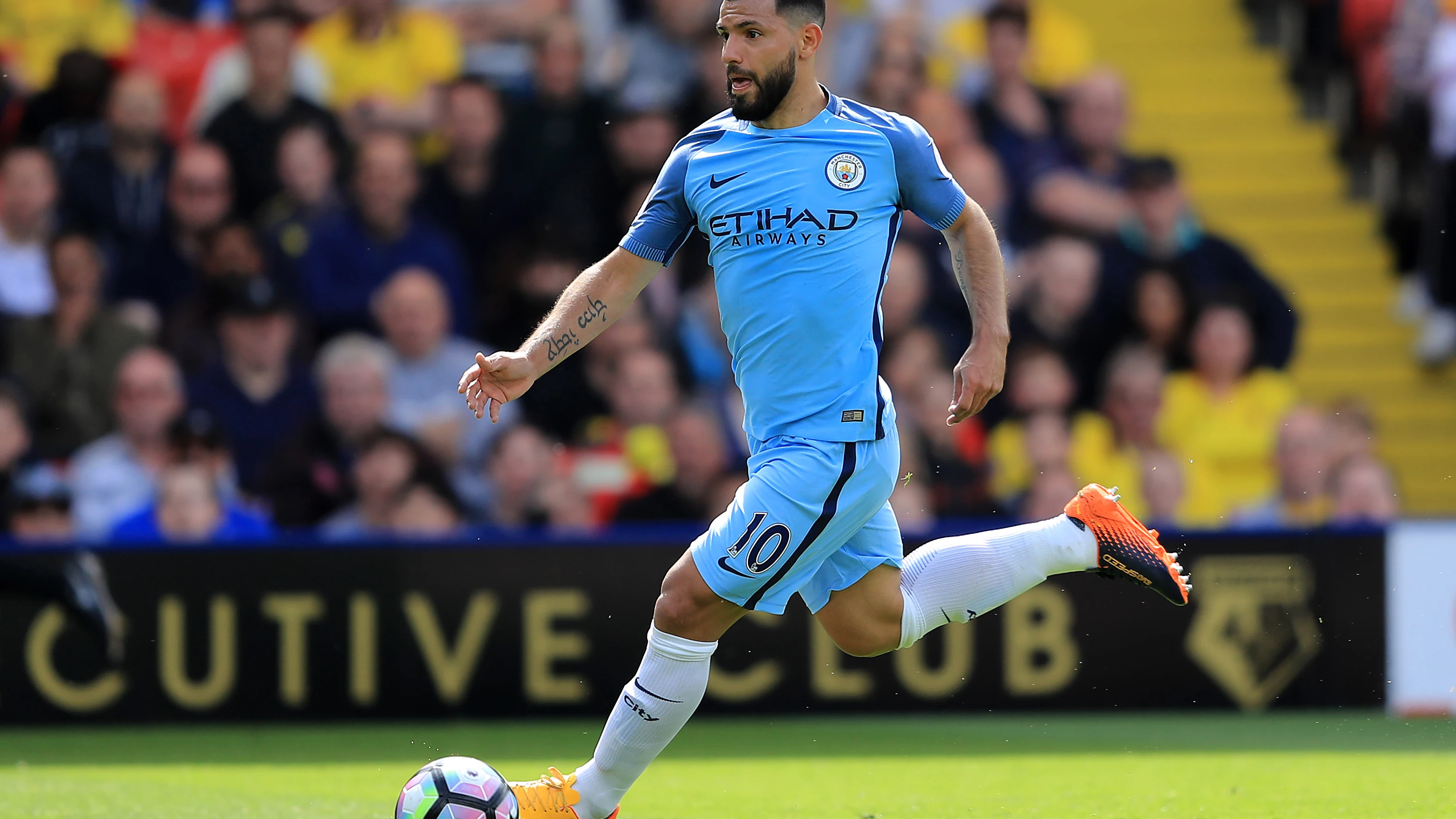 Kun Agüero, en un partido del Manchester City