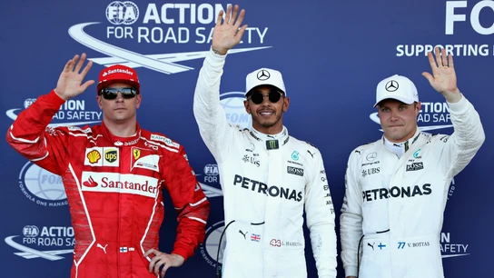 Raikkonen, Hamilton y Bottas Raikkonen, Hamilton y Bottas